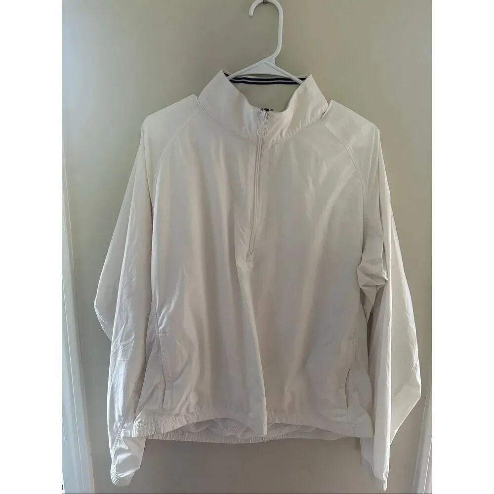 Tory Sport Women's Half-Zip Windbreaker White Size XL